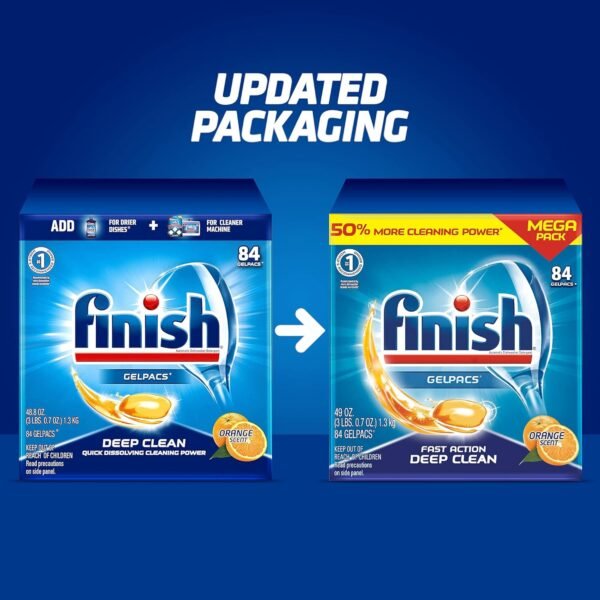 All in 1 Gelpacs Orange, Dishwasher Detergent Tablets 84 Count (Packaging May Vary ) - Image 5
