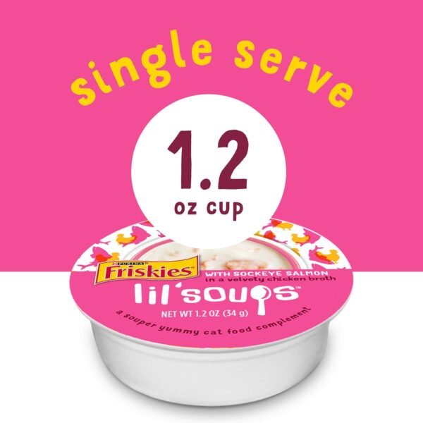 Purina  Natural, Grain Free Wet Cat Food Lickable Cat Treats, Lil' Soups with Sockeye Salmon in Chicken Broth - (Pack of 8) 1.2 Oz. Cups - Image 4