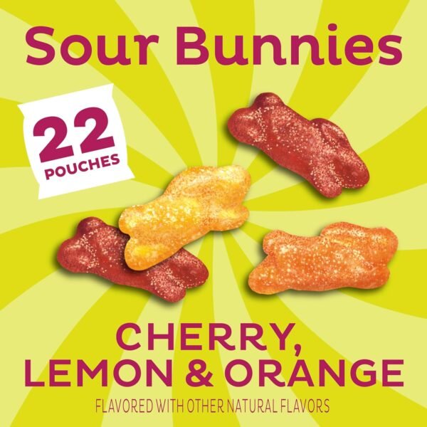 Annie'S Sour Bunnies Fruit Flavored Kids Snacks, Cherry, Lemon and Orange Flavors, School Lunch Snacks Value Pack, 22 Ct, 15.4 Oz - Image 3