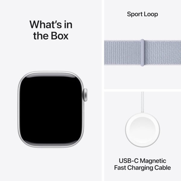 Watch Series 10 [GPS 42Mm Case] Smartwatch with Silver Aluminium Case with Blue Cloud Sport Loop. Fitness Tracker, ECG App, Always-On Retina Display, Carbon Neutral - Image 8