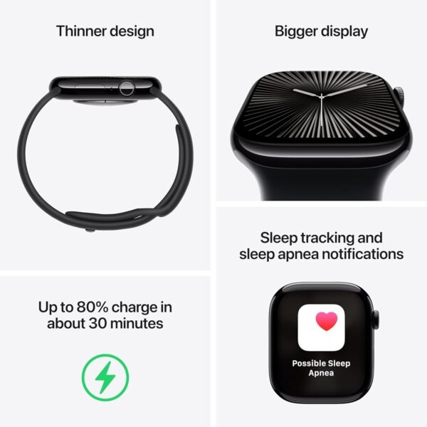 Watch Series 10 [GPS 42Mm Case] Smartwatch with Silver Aluminium Case with Blue Cloud Sport Loop. Fitness Tracker, ECG App, Always-On Retina Display, Carbon Neutral - Image 5