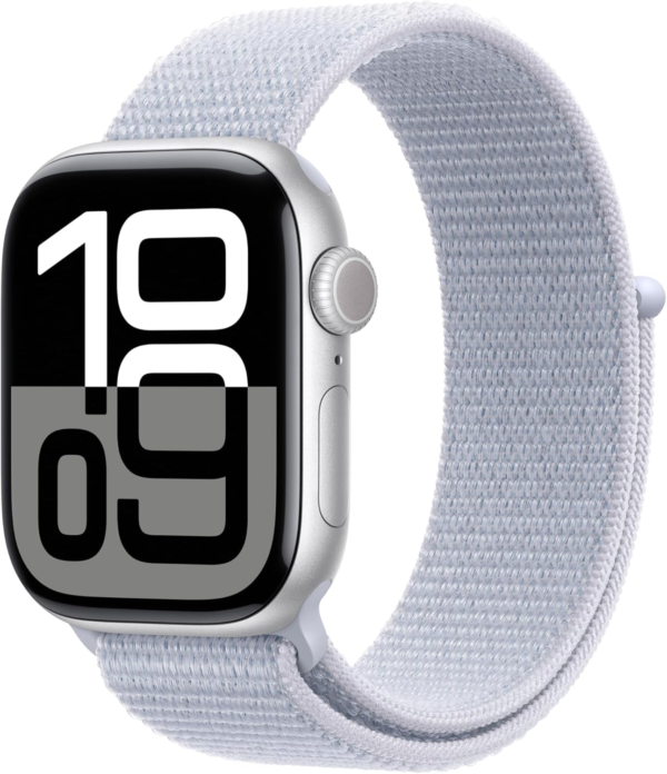Watch Series 10 [GPS 42Mm Case] Smartwatch with Silver Aluminium Case with Blue Cloud Sport Loop. Fitness Tracker, ECG App, Always-On Retina Display, Carbon Neutral - Image 2